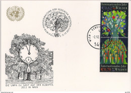 2011 UNO Wien Mi. 736-7  WEISSE KARTE - White Card  NUMIPHIL  WIEN - FDC