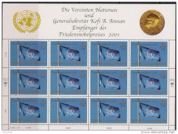 2001 UNO WIEN   Mi. 350 **MNH  Verleihung Des Friedensnobelpreises 2001 - Blocks & Kleinbögen