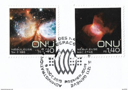 2013 UNO Genf   MI. 829-30 FD-used Briefstück Internationale Weltraumwoche: Nebel. - Oblitérés
