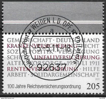 2011 Deutschland Germany   Mi. 2868 FD-used  Weiden    100 Jahre Reichsversicherungsordnung - Gebraucht