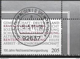 2011 Deutschland Germany   Mi. 2868 FD-used  Weiden EOR   100 Jahre Reichsversicherungsordnung - Gebraucht