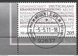 2011 Deutschland Germany   Mi. 2868 FD-used  Weiden EUL  100 Jahre Reichsversicherungsordnung - Gebraucht