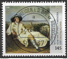 2018 Allem. Fed. Deutschland  Mi. 3393 FD- Used Weiden  Goethe In Der Campagna; Gemälde Von Johann Heinrich Wilhelm Tisc - Gebraucht