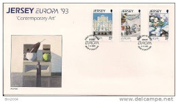 1993 Jersey   Mi. 612-4 FDC   Europa: Zeitgenössische Kunst. - 1993