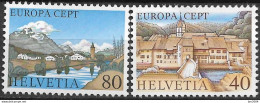 1977  Schweiz Mi. 1094-5  **MNH  Europa: Landschaften. - 1977