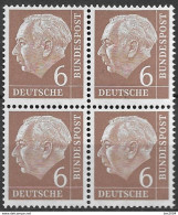 1954  Deutschland Germany  Mi.180  **MNH 4er Block  Theodor Heuss - Ungebraucht