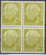 1954  Deutschland Germany  Mi.177  **MNH 4er Block  Theodor Heuss - Ungebraucht