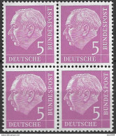 1954   Deutschland Germany  Mi.179  **MNH 4er Block  Theodor Heuss - Ungebraucht