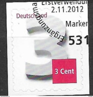 2012 Allem. Fed. Mi.  2967  FD-used  Bonn . Freimarke: Ziffernzeichnung - Gebraucht