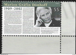 2009 Deuschland Germany   Mi. 2766 **MNH EUR  100. Geburtstag Von Marion Gräfin Dönhoff - Ungebraucht