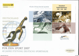 2007 Germany  Deutschland  Mi. Bl 70 FDC   40 Jahre Deutsche Sporthilfe - 2001-2010