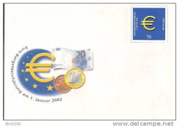 2002 Allem. Fed.  Deutschland  Ganzsache  Euro- Bargeldeinführung Am 1, Jan. 2002 Mint - Europese Gedachte