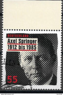 2012  Deutschland Germany Mi. 2927 FD-used Berlin 100. Geburtstag Von Axel Springer - Gebraucht