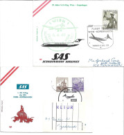 2362j: 2 SAS- Erstfüge 1968/ 74, Flugverbindungen Wien- Kopenhagen - Poste Aérienne