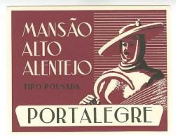 Portugal Etiquette Valise Hotel Mansão Alto Alentejo Portalegre Luggage Label - Etiquetas De Hotel