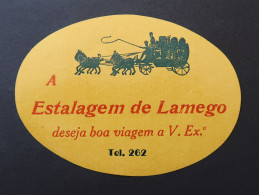 Portugal Etiquette Valise Hotel Estalagem De Lamego Luggage Label Calèche Horse Carriage - Etiquetas De Hotel