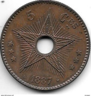 *congo 5 Centimes 1887  Km3 Xf+!!!! - 1885-1909: Leopold II.