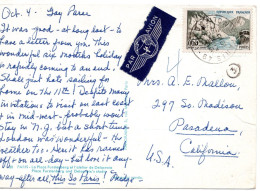 70853 - Frankreich - 1961 - 0,65F Sioule-Tal EF A LpAnsKte PARIS -> Pasadena, CA (USA) - Lettres & Documents