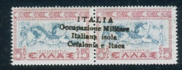 CEFALONIA E ITACA  ARGOSTOLI 1941 MITOLOGICA 5+5 L.. COPPIA ORIZZONTALE ** MNH - Cefalonia & Itaca