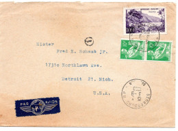 70861 - Frankreich - 1959 - 100F Guadeloupe MiF A LpBf STRASBOURG -> Detroit, MI (USA) - Storia Postale