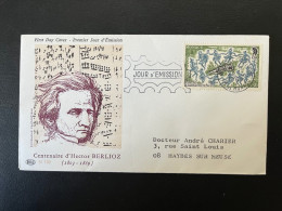 ENVELOPPE 1ER JOUR FDC / MONTE CARLO 1969 POUR HAYBES SUR MEUSE / CENTENAIRE BERLIOZ - Lettres & Documents