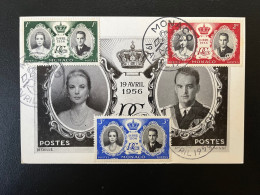 CARTE 1ER JOUR FDC / MONACO 1956  / COMMEMORATION DU MARIAGE DE SAS RAINIER III & GRACE KELLY - Brieven En Documenten