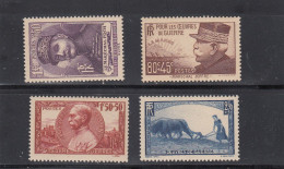 France - Année 1940 - Neuf** - N°YT 454/57** - Au Profit Des Oeuvres De Guerre - Unused Stamps