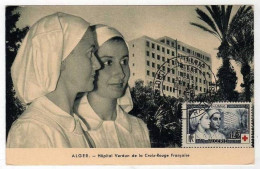 !!! CARTE MAXIMUM CROIX ROUGE D'ALGERIE CACHET 1ER JOUR D'ALGER - Maximumkarten