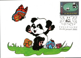 WWF Card NETHERLANDS  Panda Bear,  Stamp Market  LOOSDRECHT  /  Carte Postale  PAYS BAS, Bourse Aux Timbres  -  2001 - Cartes-maximum