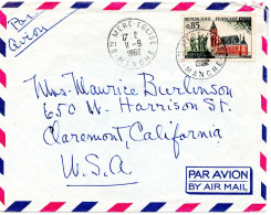 70882 - Frankreich - 1962 - 0,85F Calais EF A LpBf STE MERE EGLISE -> Claremont, CA (USA) - Storia Postale