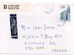 70887 - Frankreich - 1990 - 3,80F Arabisches Institut EF A LpBf DOUAI -> Richmond, BC (Canada) - Cartas & Documentos