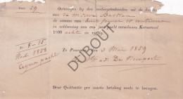 Poeke/Lotenhulle 1859 - Ontvangstbewijs Gesigneerd Baron De Nieuport, Baron De Poeke (V2720) - Manuscritos