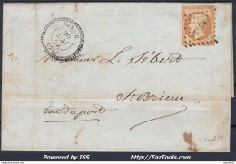 FRANCE N° 13A SUR LETTRE PC 2542 PORDIC COTES DU NORD + CAD PERLÉ DU 30/05/1859 - 1853-1860 Napoléon III