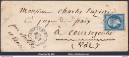 FRANCE N°14A SUR LETTRE PC 3148 SAINT LAURENT DE MURE ISERE + CAD DU 20/05/1859 - 1853-1860 Napoléon III.