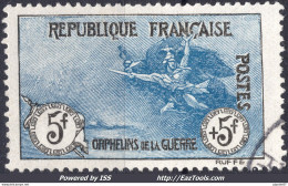 FRANCE AU PROFIT DES ORPHELINS DE GUERRE 5F + 5F NOIR ET BLEU N° 155 AVEC OBLITERATION - Usati