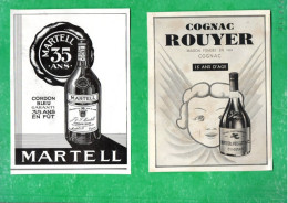 2 PUBLICITÉS . VIN . APÉRITIF . " MARTEL . CORDON BLEU " & " COGNAC ROUYER " - Réf. N°971F - - Alcoholes