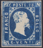 SARDEGNA 1851 20 CENTESIMI AZZURRO N.2 G.O MLH* CERTIFICATO - Sardegna