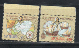 REPUBBLICA DI SAN MARINO 1991 CELEBRAZIONI COLOMBIANE COLOMBIAN CELEBRATIONS SERIE COMPLETA COMPLETE SET USATA USED OBL - Used Stamps