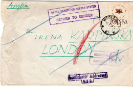 70909 - Polen - 1959 - 2,50Zl Poznan EF A Bf WARSZAWA -> Grossbritannien, Zurueck An Absender - Cartas & Documentos