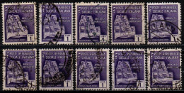 # Italia Repubblica Sociale 1944/1945 - Monumenti Distrutti - 1 L. - 10 Pz. Usati - Gebraucht