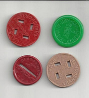 FT007 4 DIFF BRAZIL TRANSPORT BUS PLASTIC TOKEN FICHA PORTO ALEGRE 1960'S AND 1970'S. SCARCE! - Profesionales / De Sociedad