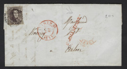 Medaillon 10 Cent Op Brief Van VIRTON ( P126 ) Naar ARLON In 1851 ; Details & Staat Zie 2 Scans ! LOT 191 - 1849-1865 Medaillons (Varia)