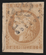 France N°43A, 10c Bistre, Report 1, Oblitéré Losange COTE 90€ - TB - 1870 Bordeaux Printing