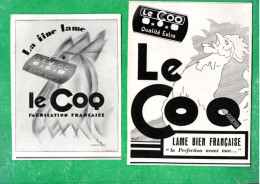 2 PUBLICITÉS . COSMÉTIQUE . " LA FINE LAME LE COQ " . LAME DE RASOIR BIEN FRANÇAISE - Réf. N°981F - - Autres & Non Classés