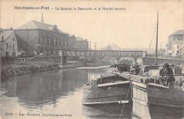 BELGIQUE - Marchienne Au Pont - La Sambre - La Passerelle Et Le Marché Couvert - Bateaux - Carte Postale Ancienne - Otros & Sin Clasificación