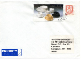 70923 - Finnland - 1998 - 3Mk Porzellan MiF A LpBf O Stpl -> OFUNA (Japan), M "Nachtraegl Entw"-Stpl - Storia Postale