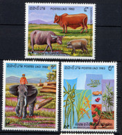LAOS LAO 1984, Ressources Agricoles, Bovins, Porc, éléphant, 3 Valeurs, Neufs / Mint. R497 - Laos