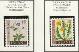 ISLANDE - Fleurs, Flowers, Géranium, Pissenlit, Renoncule - Y&T N° 304-305 - 1960-62 - MH - Neufs