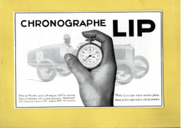 PUBLICITÉ . HORLOGERIE . " CHRONOGRAPHE LIP "  - Réf. N°195P - - Otros & Sin Clasificación