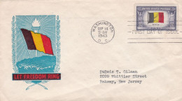 USA - 1943 Belgium Flag Stamp Illustrated FDC - 1941-1950